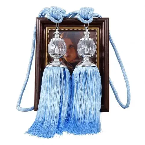 1Pc Tassel Hanging Pendant Decorative Curtains Accessories Key Tassels For Curtain Tieback DIY Craft Tassel Fringe: Blue