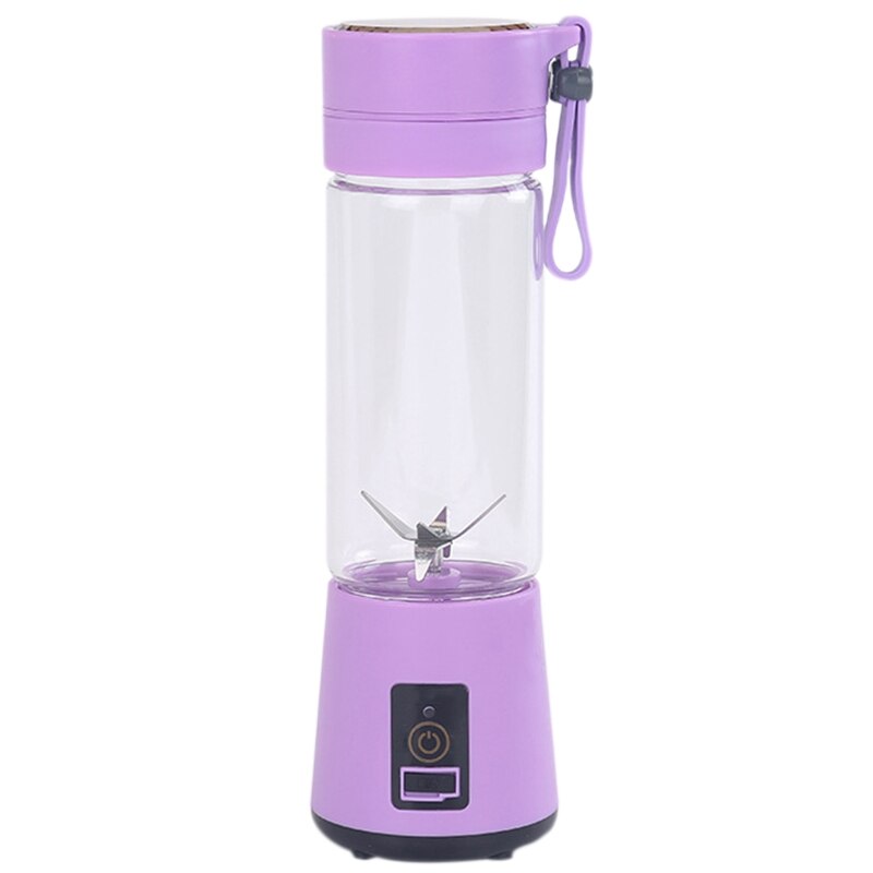 AD-420Ml Portable Juicer Glass Bottle Juicer USB Rechargeable 6 Blades Juicer Smoothie Blender Machine Mixer Mini Juice Cup: Default Title