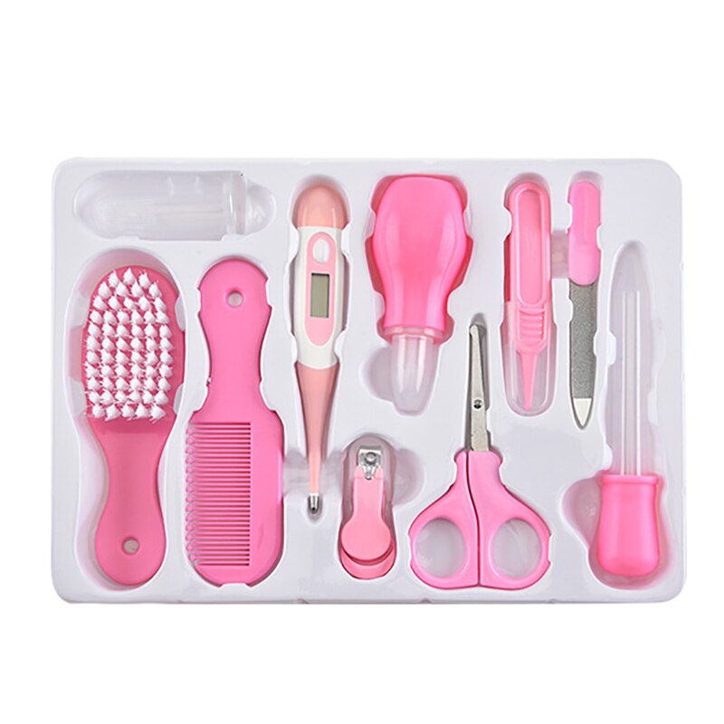 10 Stks/set Pasgeboren Baby Grooming Kit Nagelknipper Veiligheid Care Set Baby Nail Trimmer Gezondheidszorg Kit Gezondheidszorg Kit Draagbare: Roze