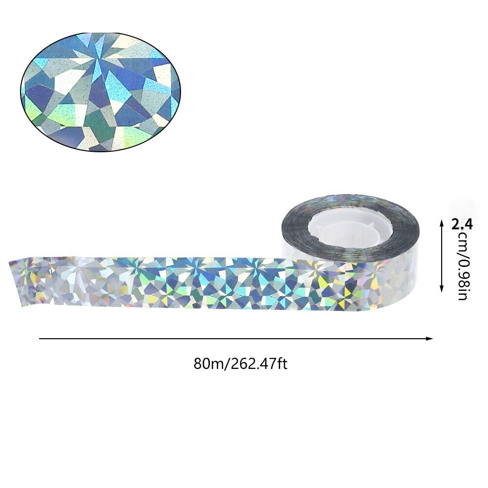 Cinta reflectante para ahuyentar aves, cinta antiaves de varios tamaños, parpadeante, repelente de aves, palomas, Cuervo, doble cara: Floral 2.4cmX80m