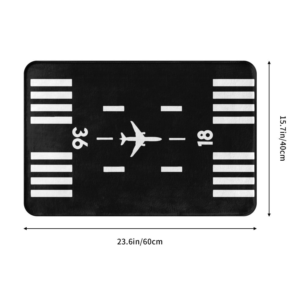 Airport Runway Doormat Flannel Bath Mat Anti-Slip Airplane Pilot Welcome Mats for Entrance Door Kitchen Toilet Entrance Mats