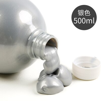 300 500ml Golden Acrylic Paint Metal Paint Wood Paint Quick-drying Waterproof Furniture Statue Wall Painting Hand-painted Paint: 500ml silver