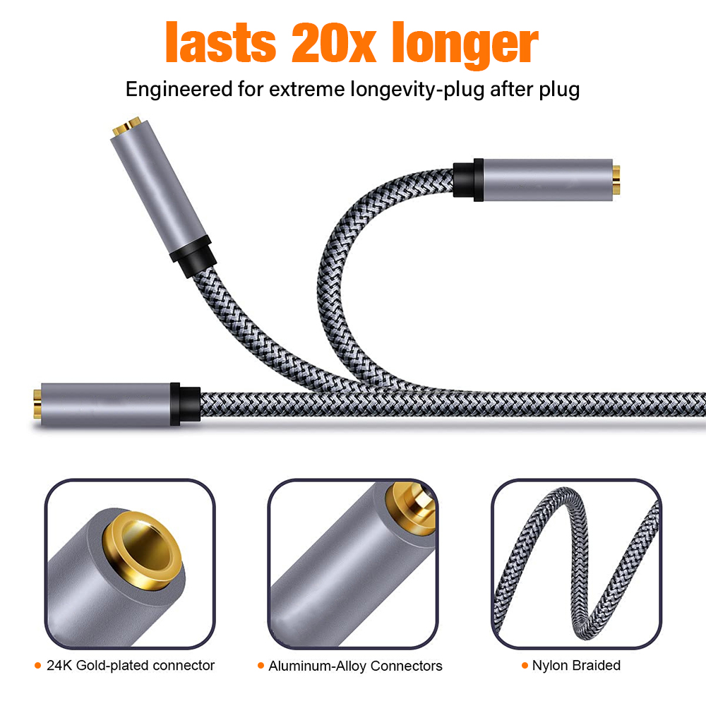 Audio de de 3,5mm macho a 3,5mm. Cable auxiliar de extensión de 4 polos hembra para PC, teléfonos inteligentes, micrófonos, auriculares y altavoz