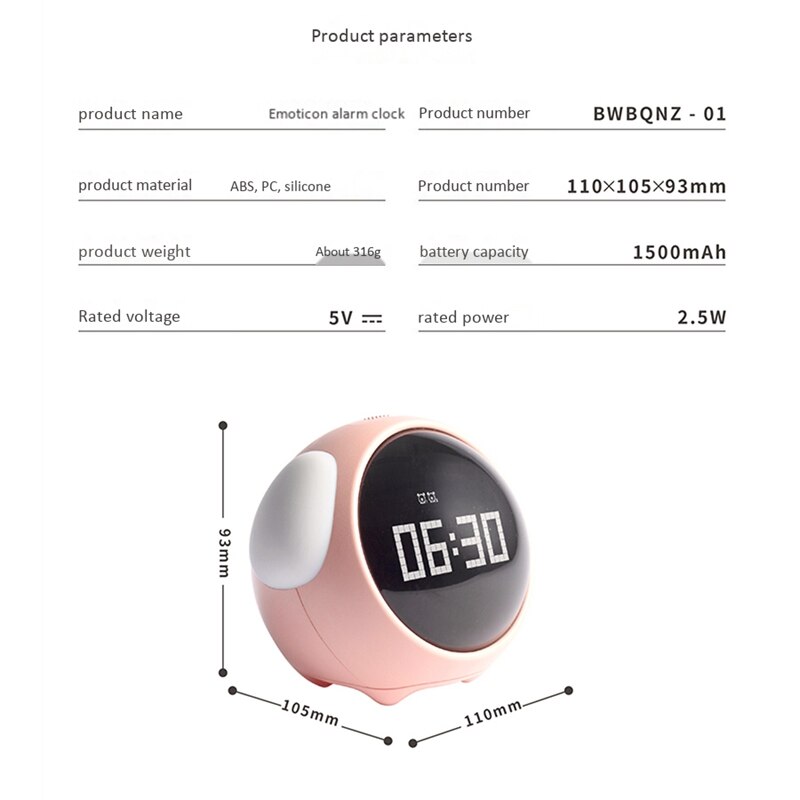 Réveil pixel hbk multifonction pour étudiants, veilleuse de chevet, réveil électronique avec fonction snooze pour enfants