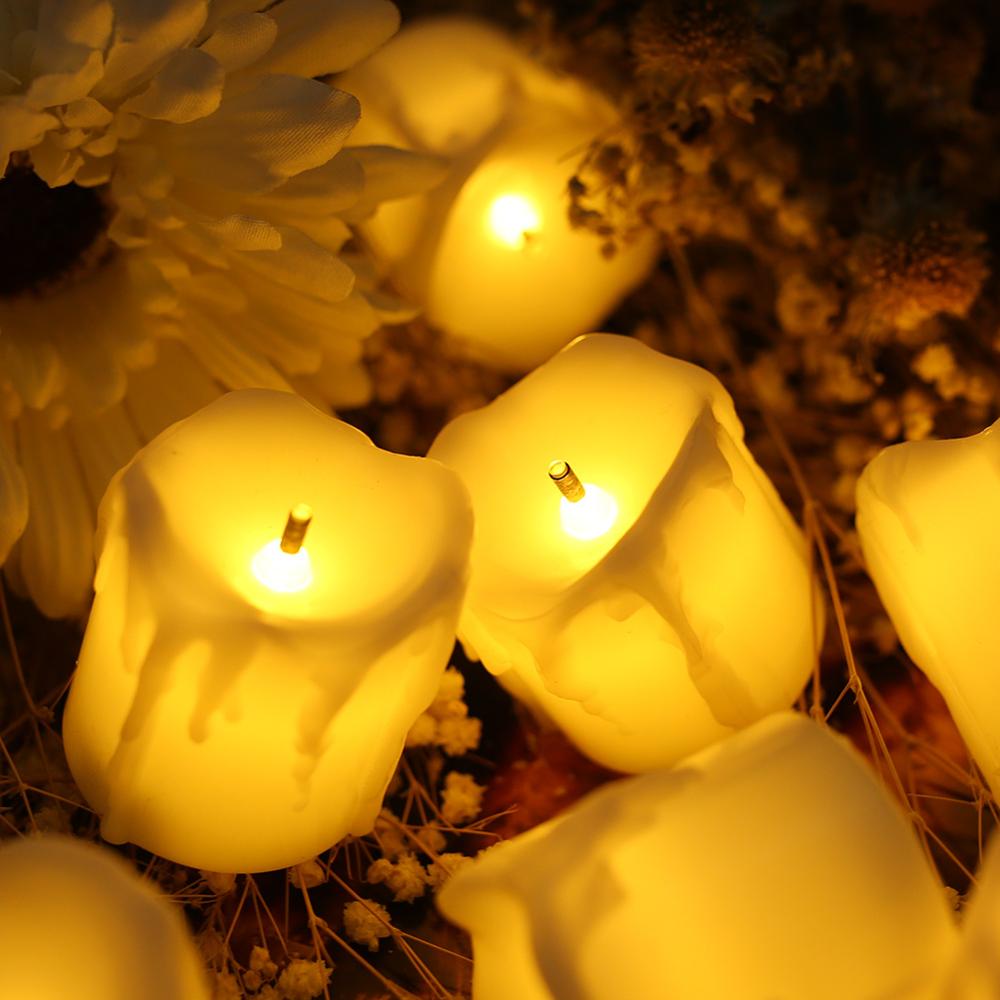 Pillar LED Flameless Candle Black Candle Wick Warm White / Warm Yellow & Flickering For Decoration Wedding