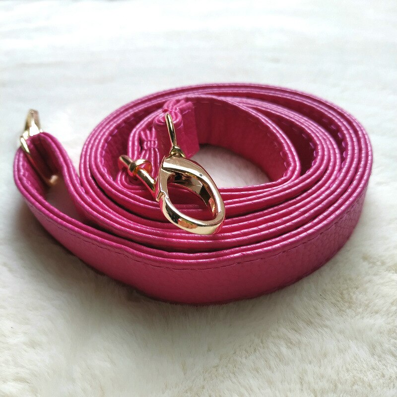 PU Læder Skulderrem Taske Tilbehør DIY Crossbody Justerbar Taske Bælte Rem Håndtaske Rem Kvinder Gul Spænde: Rosenrød