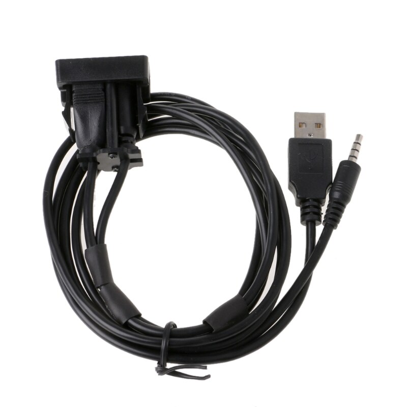 1M Car Dash Flush Mount USB Port Auto Boat 3.5mm AUX USB Extension Cable Adapter