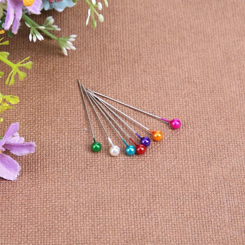 Agujas de coser con cabeza de perla redonda, alfileres de punto, accesorios de ramillete de novia, perfecto para costura artesanal, herramientas de ropa, 100 Uds.