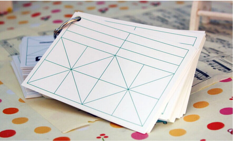 Wit Leeg grid rijst Draagbare notebook schrijven pinyin Chinese tekens kaarten, pak van 2, maat 11 cm * 8 cm, 100 vellen in totaal