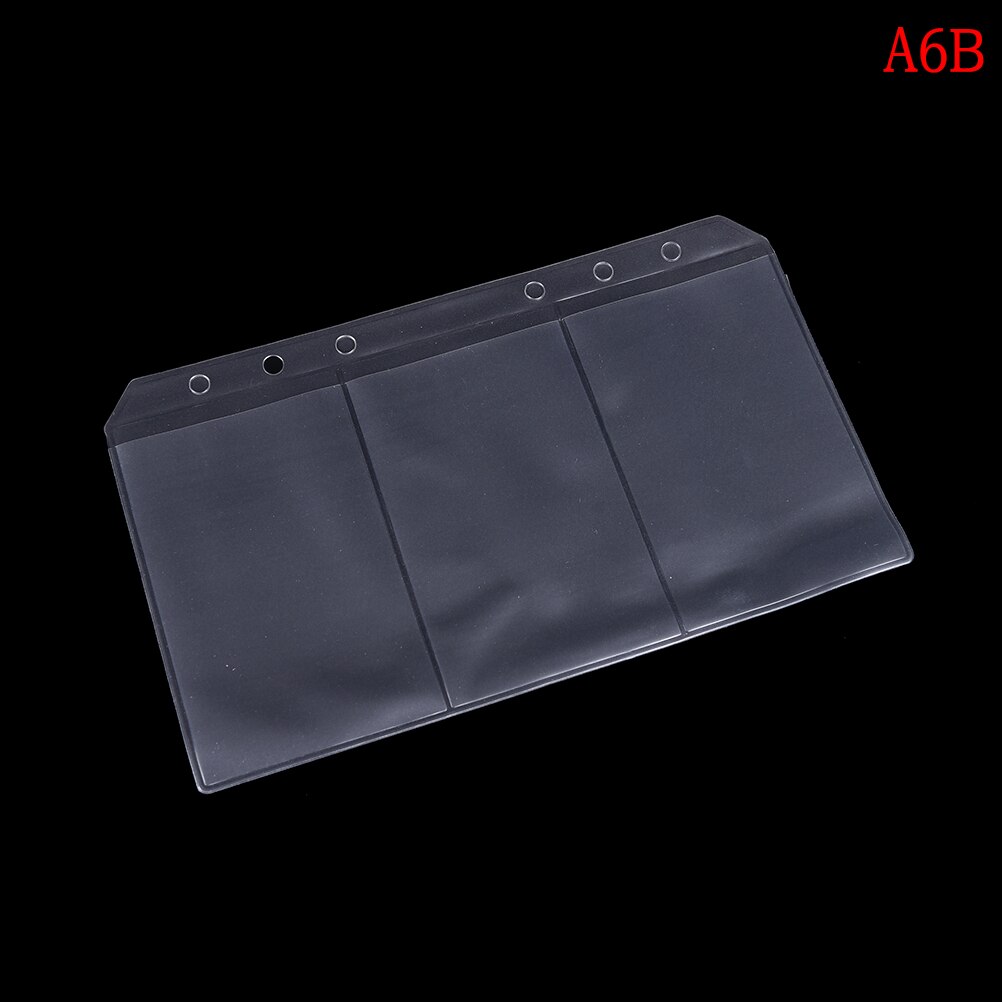 Gennemsigtig lynlås  a5/a6 pvc kuvert bindemiddel lomme genopfyldning arrangør papirvarer til 6 huller: A6b