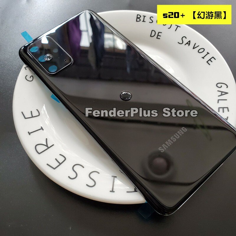 Galaxy S20/S20 Plus/S20 Ultra Batterij Back Cover Deur Achter Glas Behuizing Case Camera Lens Frame Voor samsung S20 + S20 Glas Cover: S20 Plus Black