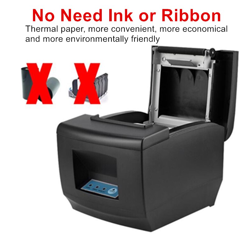 POS Printer 300mm/s 80mm Thermal Receipt Barcode Printer Kitchen Restaurant Automatic Cutter with USB / Lan Port