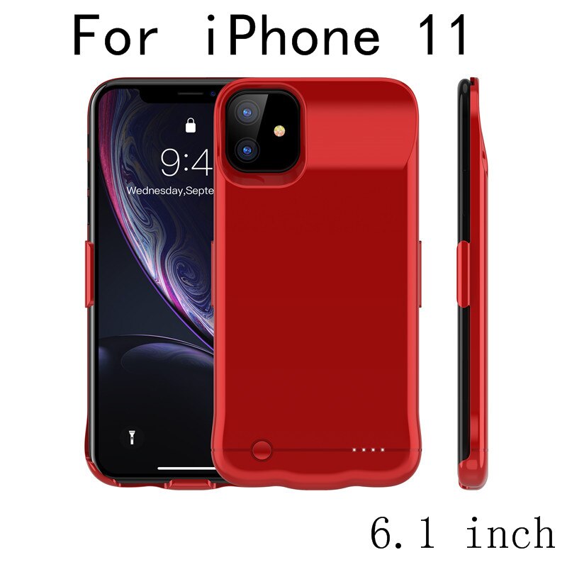 Slim Battery Charger Cases for iPhone 11 Pro Max External Power Bank Case for iPhone 11 Back clip battery Case Charging Cover: i11-Red