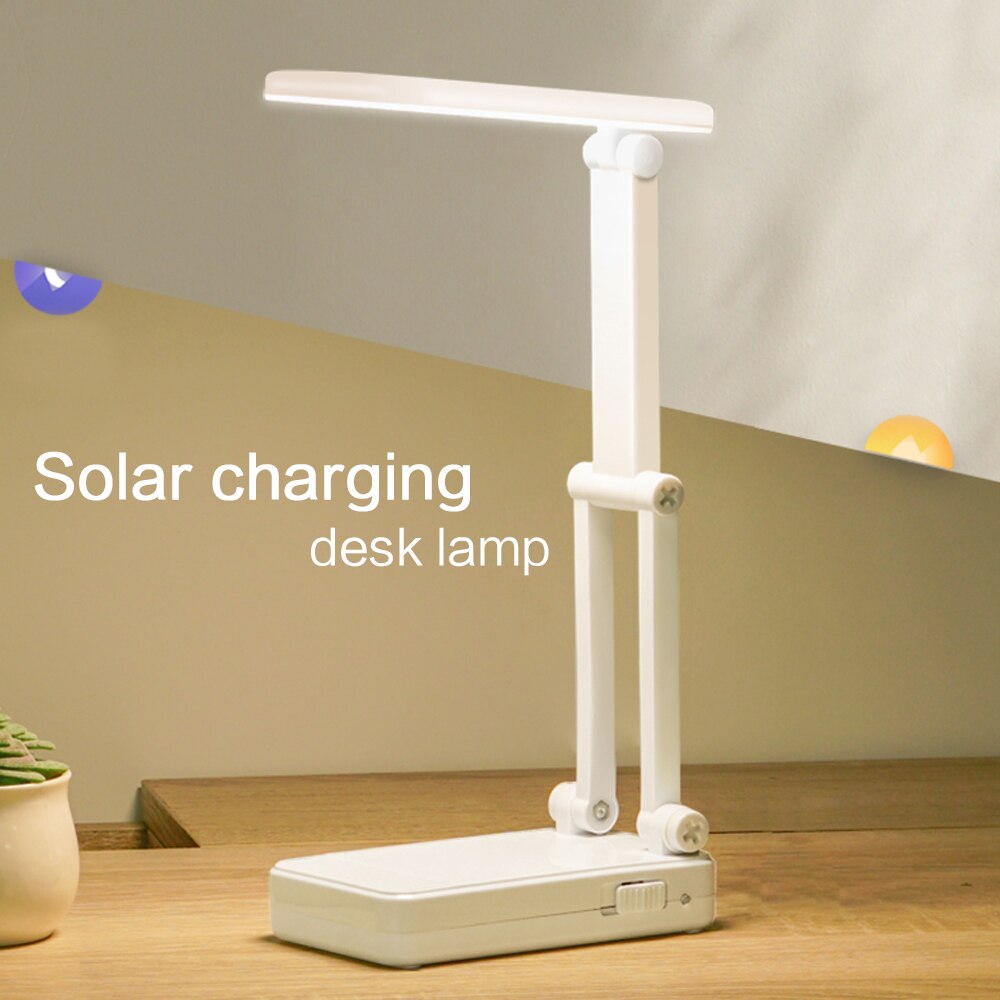 Usb & Solar Charging Folding 15pcs Led Desk Lamp 2 Level Brightness Dimmer Table Light Portable Rechargeable Led Table Lamps
