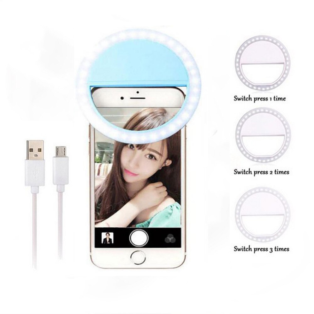 Cargador USB espejo de maquillaje LED Flash automático para teléfono móvil Smartphone redondo portátil linterna de Selfie maquillaje espejo herramientas de belleza