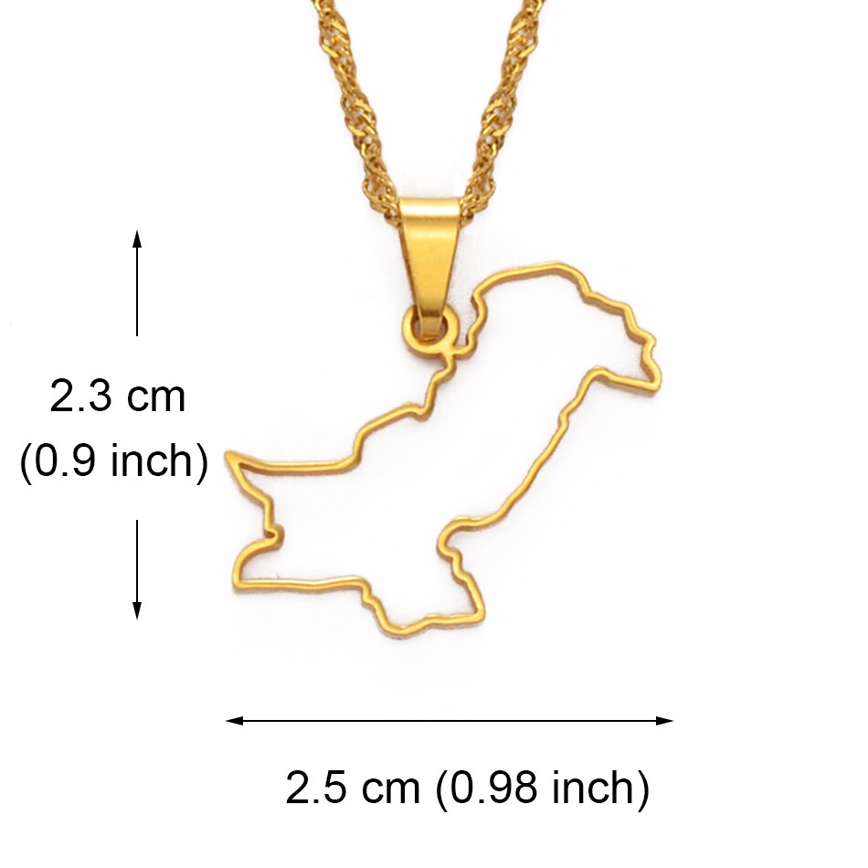 Anniyo contorno design paquistão mapa pingente colares cor prata/cor do ouro paquistanês jóias étnicas #148321