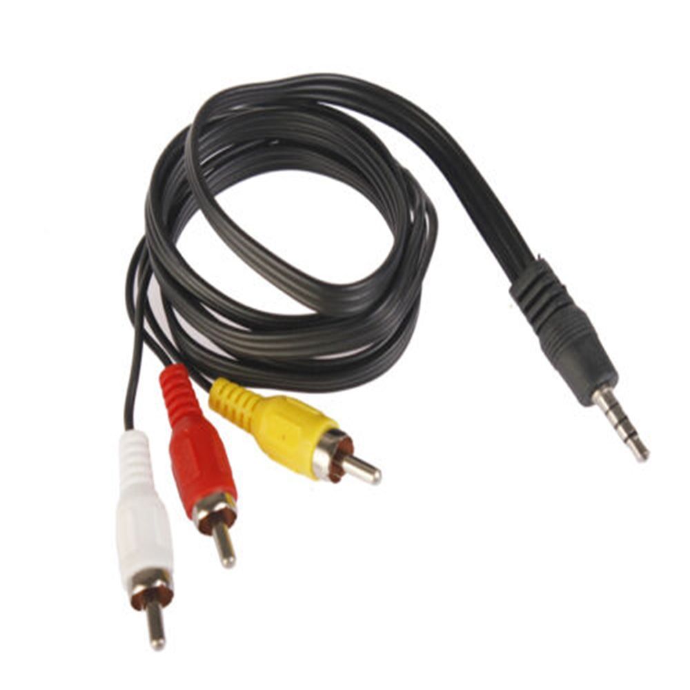 Rca-hane svart 3 rca 3.5mm- jack till rca-kontakt adapter omvandlare videokablar tråd ljudkabel av