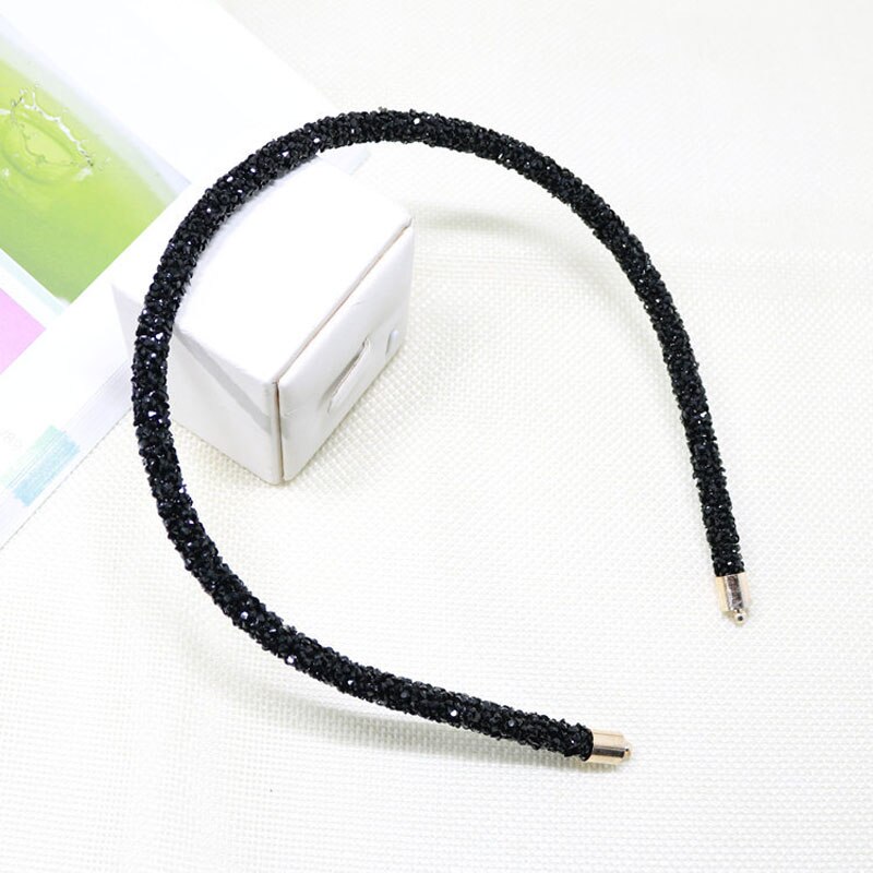 Dunne Kant Haarbanden Met Rhinestone Super Flash Hoofdband Dunne Kant Wilde Temperament Eenvoudige Hoofdband Flash Hoofddeksels Voor Vrouwen: Black