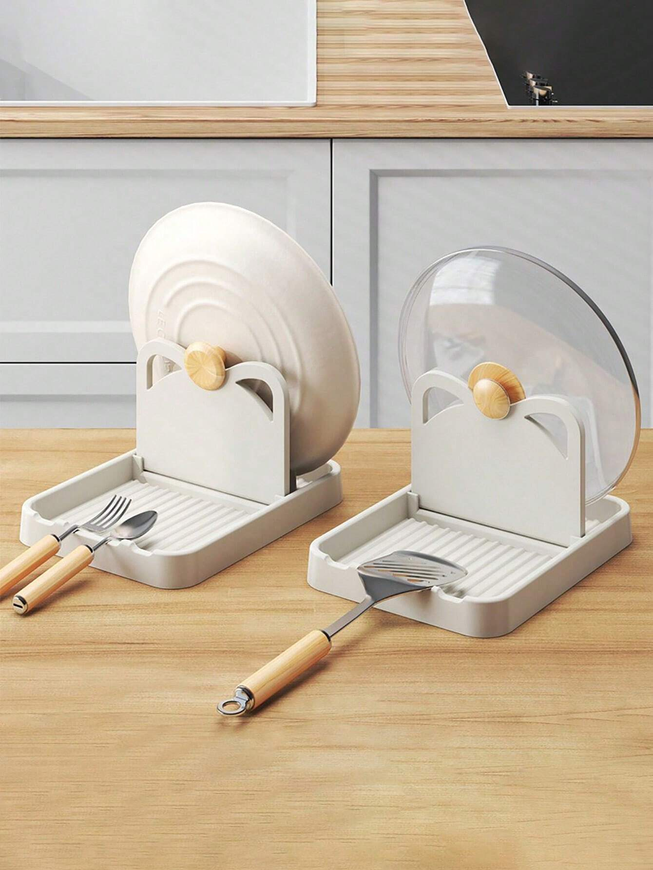 Soporte multifuncional para tapa de olla, soporte para cubierta de olla, soporte para cuchara, tapa para olla, espátula, estante de almacenamiento para cuchara, herramientas de cocina, 1/2 Uds.