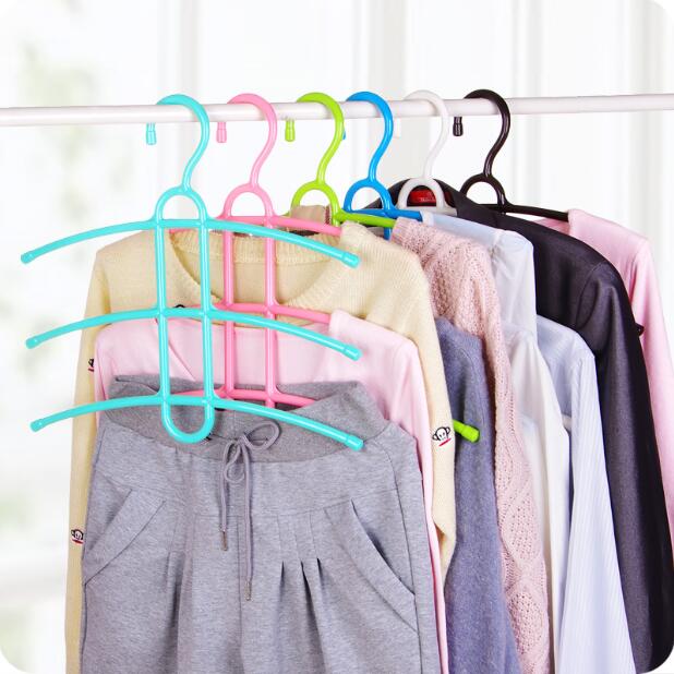 Magic Slip-resistant Plastic Drying Racks Fish Bone Multi-layer Clothes Hanger Wardrobe Organizer Clothing Support 2 Pieces/Lot