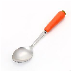 Couverts cuillère en acier inoxydable, jolis ustensiles d&#39;alimentation pour bébés, fourchette lapin carotte, nourriture pour bébés enfants, vaisselle mignonne poignée à prise: Carrot spoon