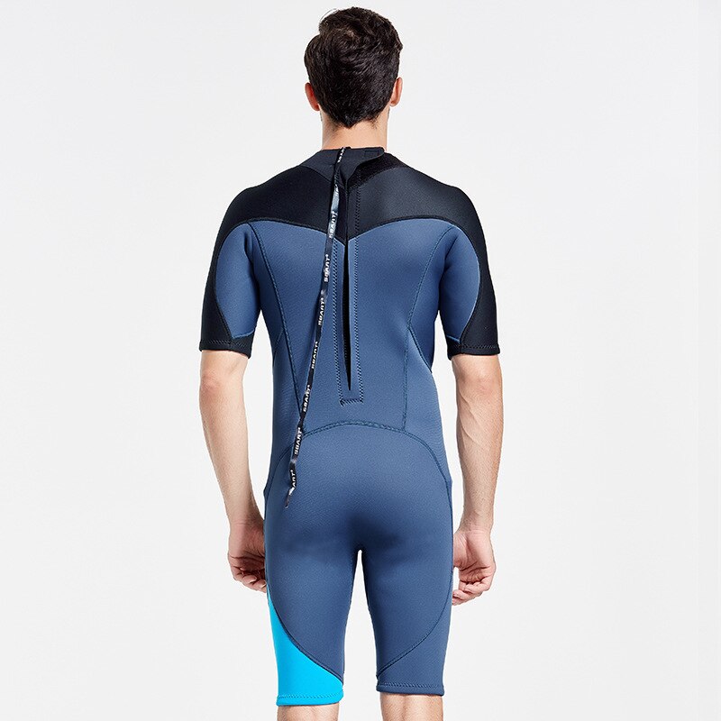 2mm- teiliger shorty-neoprenanzug für herren, ganzkörper-tauchanzug mit kurzen ärmeln, neopren-rückenreißverschluss, einteiler zum schnorcheln, surfen und schwimmen