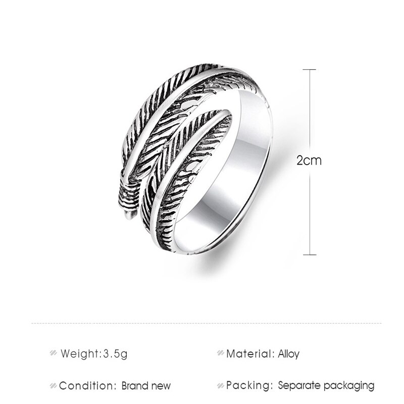 Minimalistische Retro Zilver Kleur Verstelbare Opening Ring Creatieve Veer Vlinder Boomtak Vinger Ring Voor Vrouwen Charm Sieraden