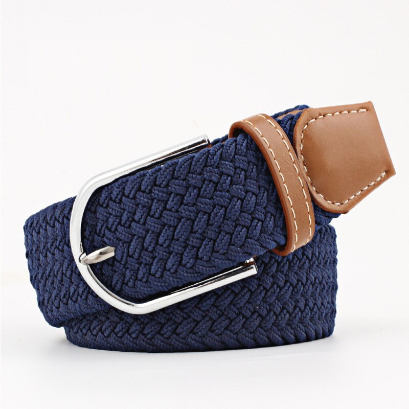 Cinturones de lona elástica para mujer, de , a la , hebilla de punto, cinturón ajustable, cinturones de lona para vaqueros, novedad de: NavyBlue