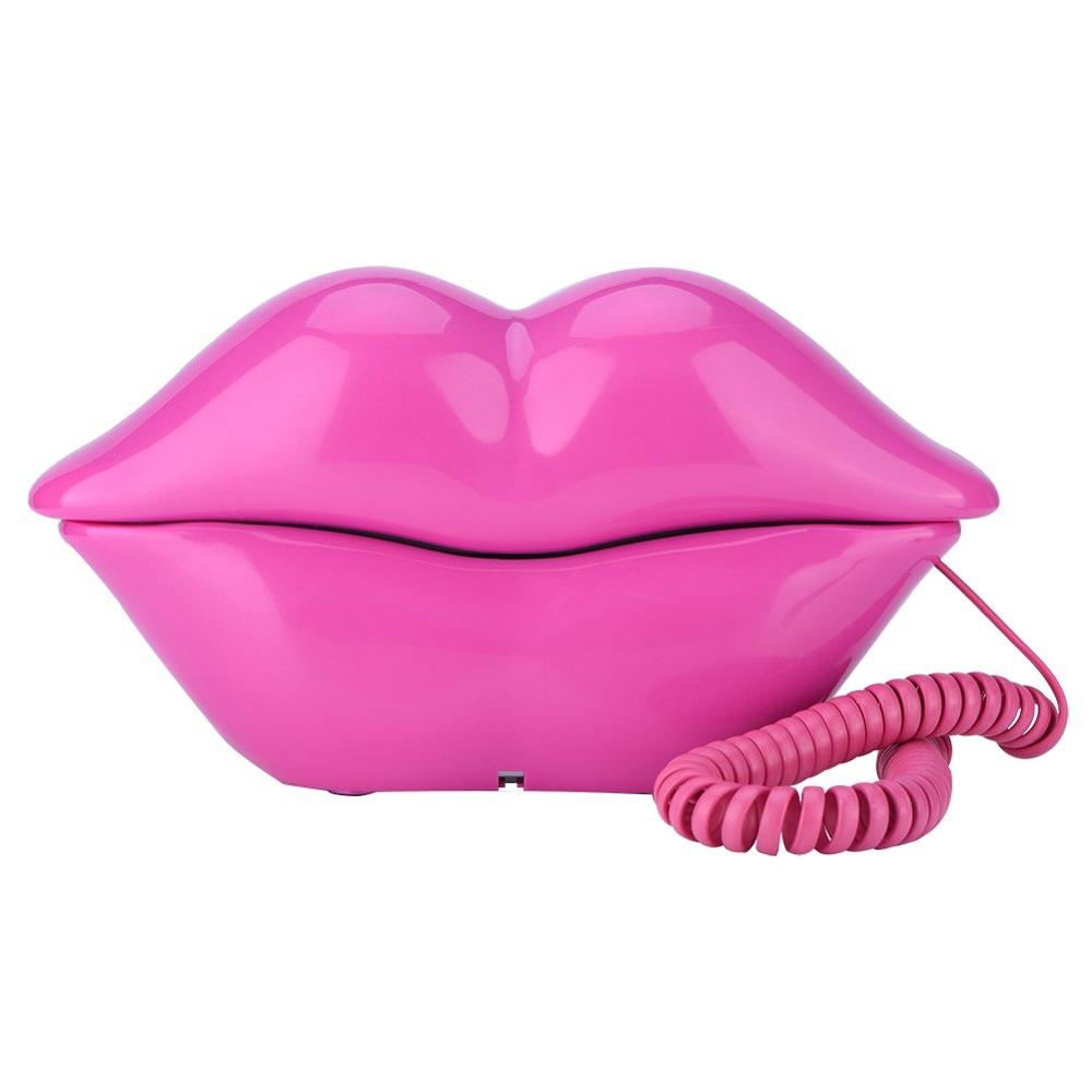 Lips telephone cute red mouth shape lip phone corded landline phones for home and office decor pink role play telephone