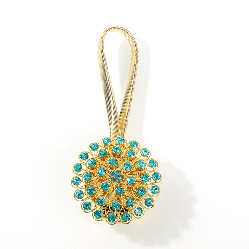 1pcs Flower Shape Rhinestones Magnet Curtain Tieback Magnetic Curtains Buckle Window Screening Ball Clip Holder Home Accessories: N