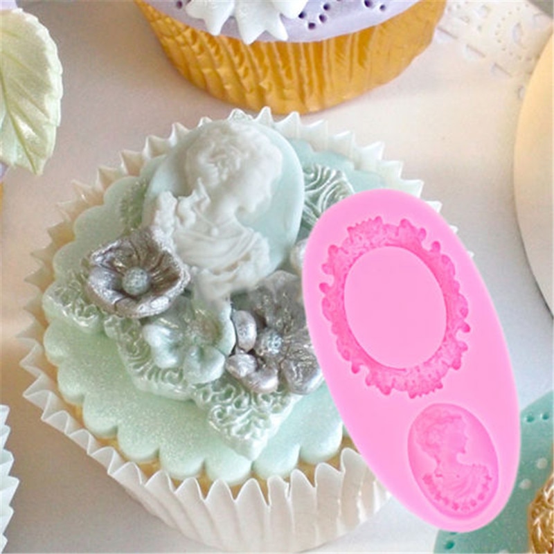 Ovale Cameo & Oval Frame Fondant Mold Miniatuur Frame Siliconen Spiegel Suiker Fondant Cake Decorating Gereedschap Bakken Siliconen