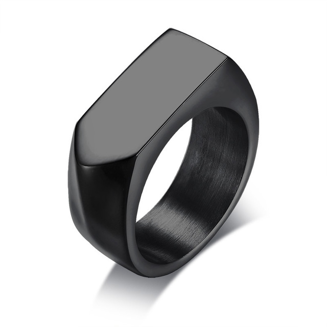 ZORCVENS Vitality Ring in Black Stainless Steel Flat Top Ring for Men Male Jewelry Anel Aneis Masculinos Anillos: 12 / 13489