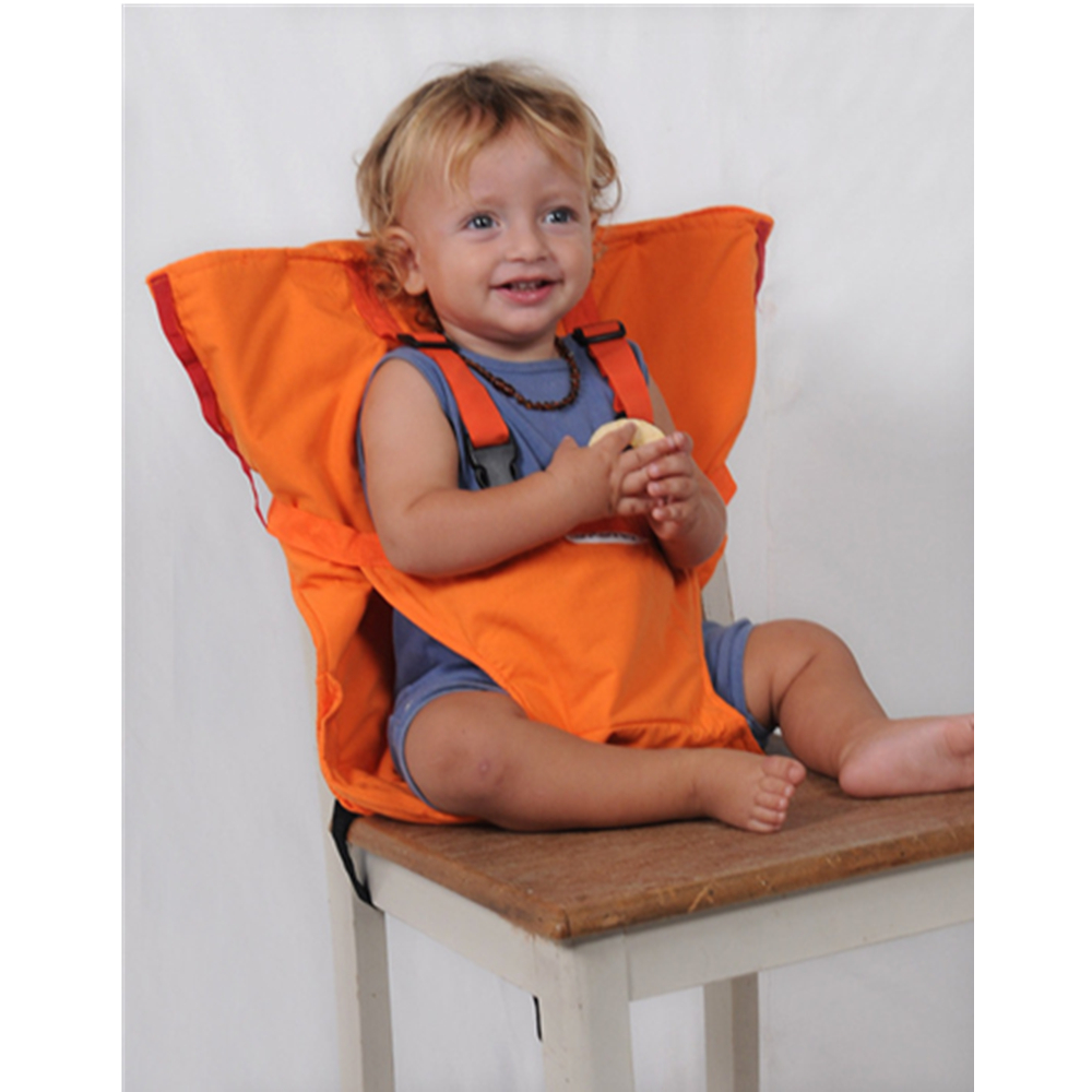 Stol til babyer baby bærbar sæde børn rejser sammenklappelig vaskbar spisning fodring høj stol sikkerhedsseler booster til fodring: Orange