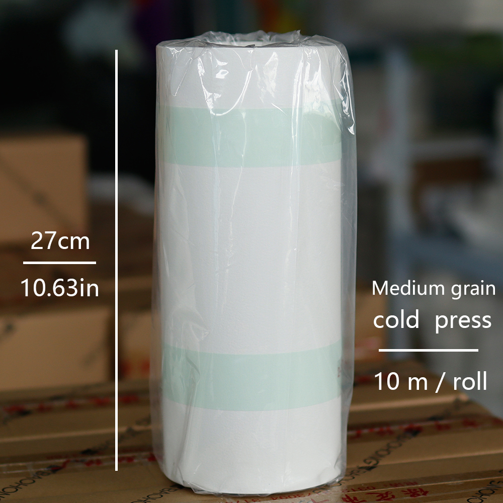 Baohong Artist Master Watercolor paper roll 27cm width length 10 meters 140LB/300GSM 100% cotton pulp watercolor paper: MULTI