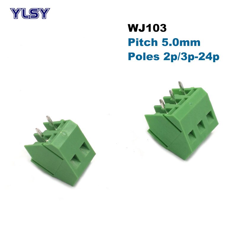 5Pcs Pitch 5.0mm PCB Screw Terminal Block Wire Connector Straight Right Angle Pin 2/3P Morsettiera Cable 1.5/2.5mm2 10-20A: WJ103 / 3P