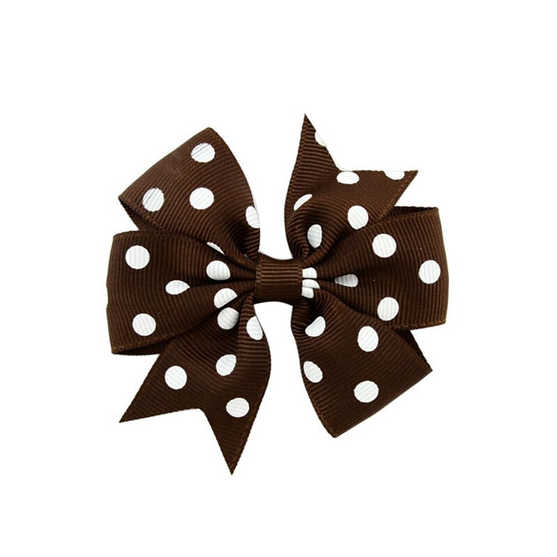 Polka Dot Grosgrain Lint Bows met Alligator Clip Kinderen Meisjes DIY Strikje Haarspelden Baby Haarspelden Hoofddeksels Haar Accessorises: 03 Coffee