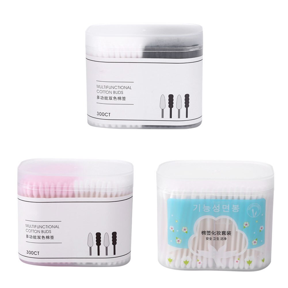300 Uds desechables hisopo de algodón, oído, Nariz limpia palos de belleza cosméticos salud joyas oído limpio palos brotes Punta de algodón cabezas de hisopo