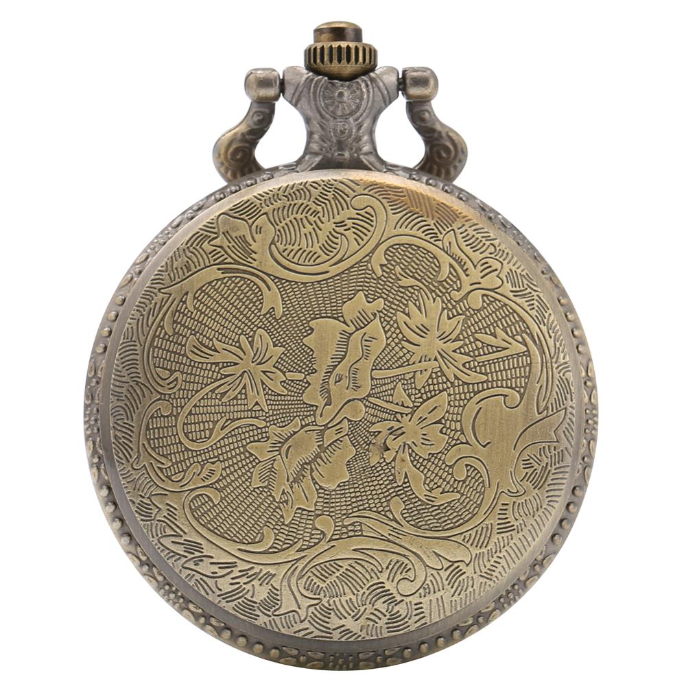 Antiek Brons Rose Bloemen Volledige Hunter Quartz Zakhorloge Steampunk Ketting Retro Trui Hanger Klok Mannen Vrouwen