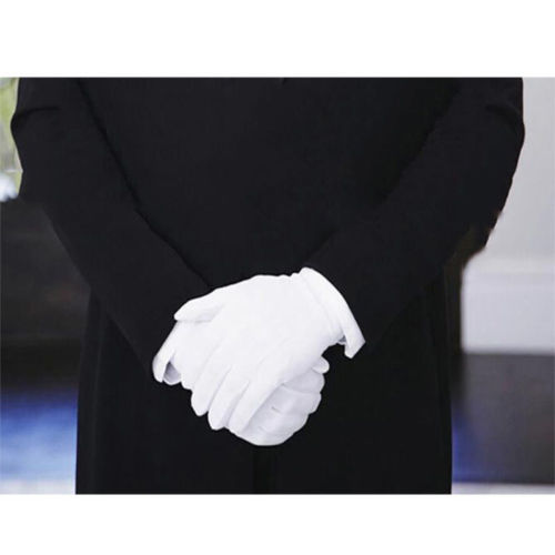 Local stock 1 Pair Men&/39;s White Tuxedo Gloves Formal Uniform Guard Band Butler Gloves
