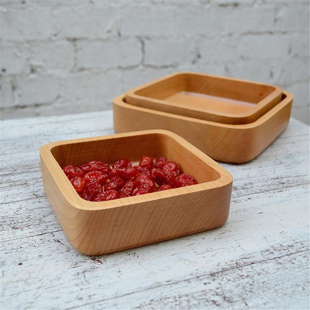 Salad Bowl Japanese Fruit Tray Wooden Salad Bowl Square Salad Plate Platter Tray For Serving Salads Sacks Fruits Decoration