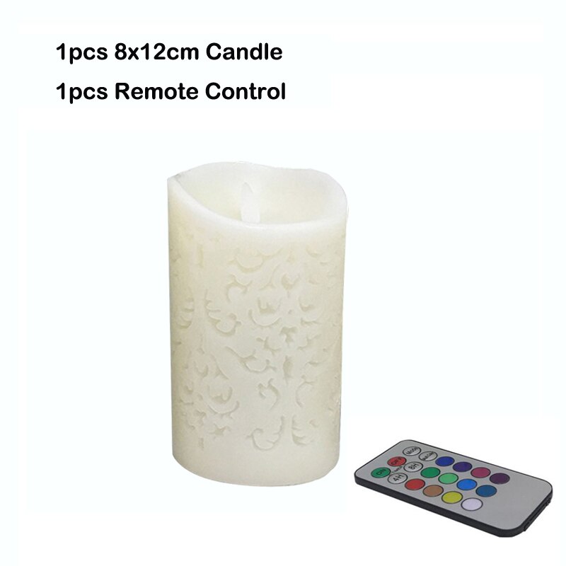 Dancing Flame LED Candle Lights, 1 Pcs RGB Flameless Candles Light Paraffin Wax Candle Light with 18-Key Remote Control: 1pcs 8x12.5cm