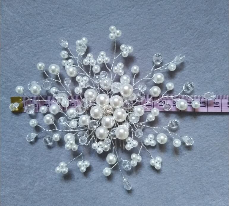 Handmade Headdress with Pearl Wedding Headpiece Bride Pearl Hair Comb Evening Dinner Party Accessories for Women S797