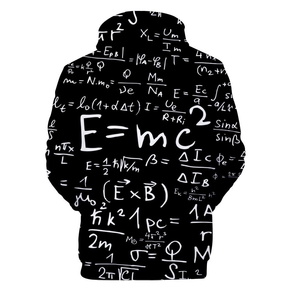 Aikooki E = MC2 Fun 3D Hoodies Sweatshirts Men/Women Print Black 3D Hoodies E = MC2 Hooded Mens pullovers XXS-4XL