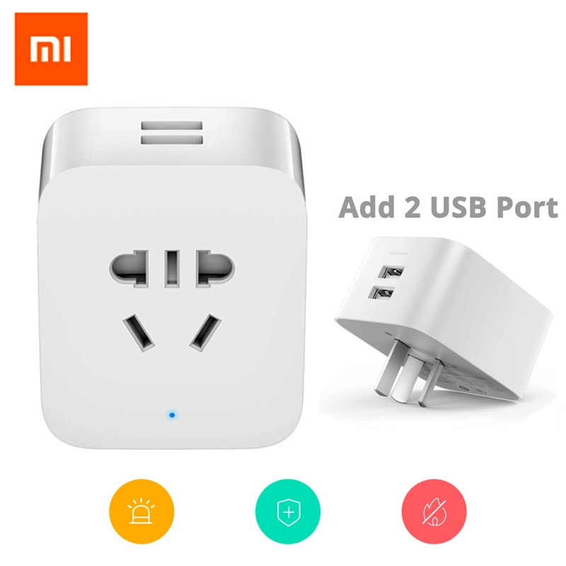 Original Mijia Xiaomi Smart Socket Plug WiFi Control Power Count Timer Switch Dual USB socket Standard Pluge power socket