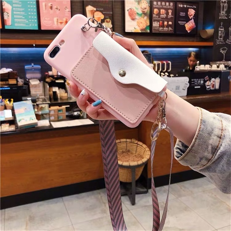 candy soft silicone case cover for Xiaomi redmi note 7 7pro 7a note 6 6a 6 5a 5 note 5 5plus card holder wallet strap Lanyard