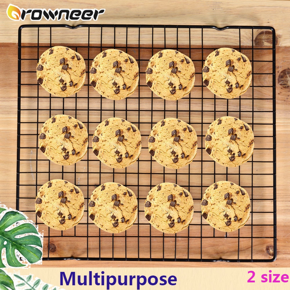 2 Sizes Thicking Narrow Grid Cooling Shelf Multipurpose NonStick Cake Rack Carbon Steel Net Tray Black Cookie Biscuit Pie Holder