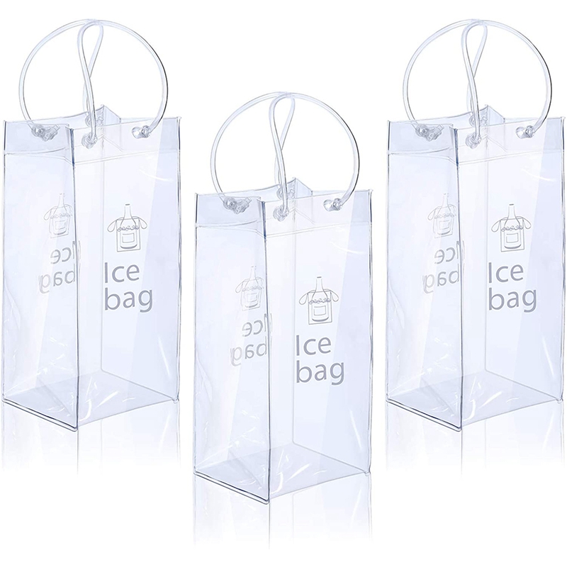 Draagbare Ijs Wijn Zak Wijn Koeltas Pvc Wijn Pouch Tassen Met Handvat Voor Champagne, Koud Bier, Wijn: 3PCs