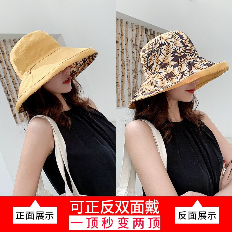 neue Fischer Kappe Weiblichen Sommer Ich bin Freien Sonnenschutz Sonnenschirm Kappe Koreanische Freizeit doppelseitige Topf Kappe Baumwolle Kappe: Grün