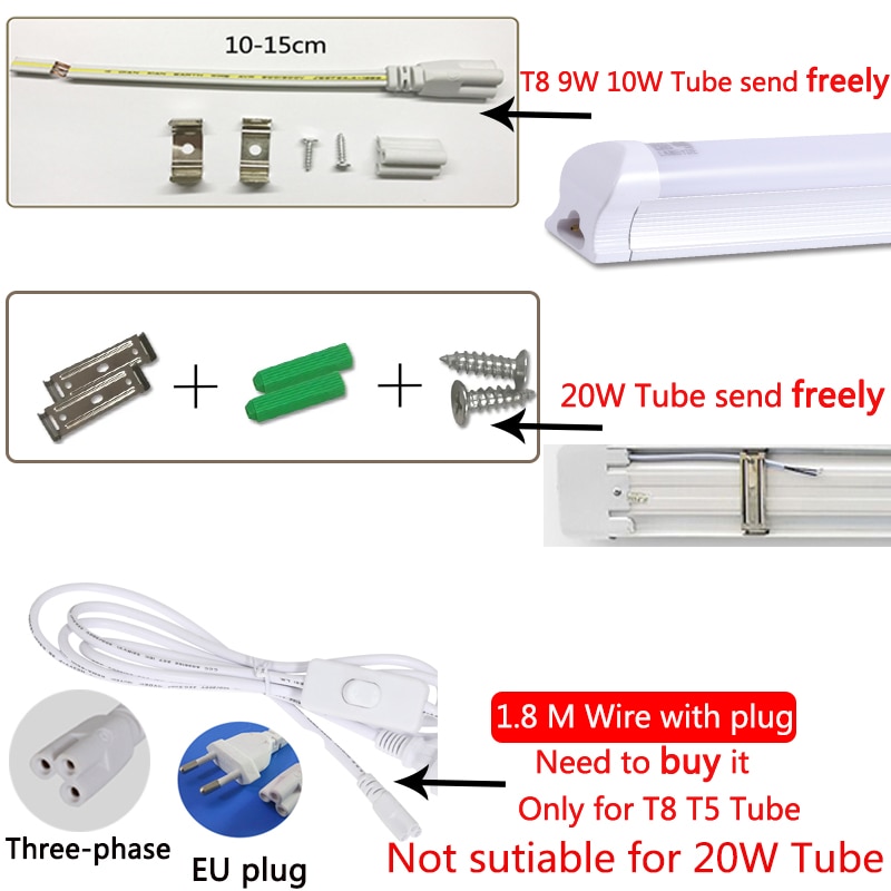 T8 T5 Led Leuchtstoffröhre 220V Rohr Led 120cm 60cm T8 Wand Lampe Lampe Licht Lampara 5W 20W Tobe lampa 2FT 4FT Home Küche Beleuchtung