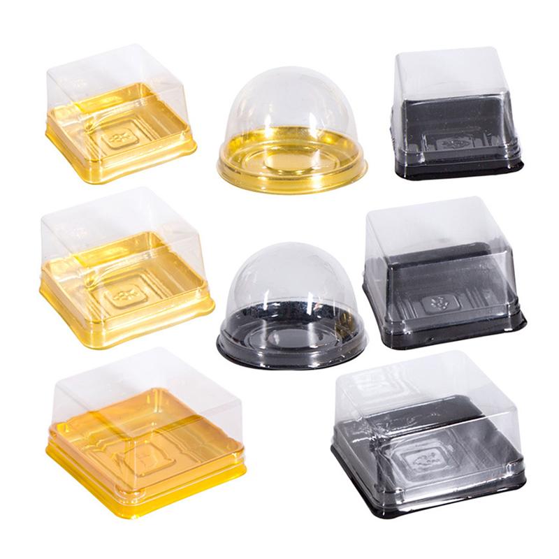 50 Stuks Plastic Vierkante Maan Cake Verpakking Ei-Yolk Bladerdeeg Container Golden Verpakking Mooncake Dozen En Verpakkingen bruiloft